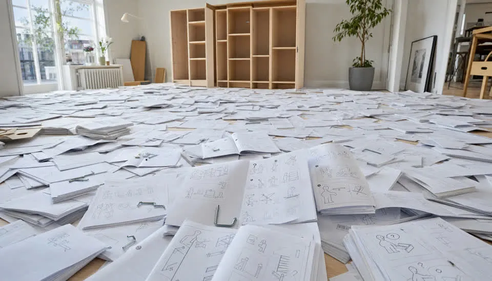 ≈ 15,000 IKEA manuals IKEA instruction manuals, drawn to scale
